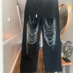 NWT Make Your Life Shine Distressed Pant - Black- size small